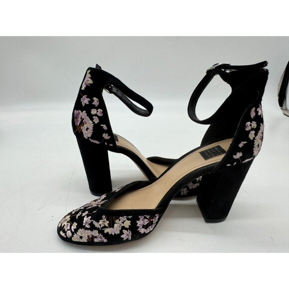 White House Black Market Womens Embroidered Goth Heeled Sandals Size 7M Black - Picture 11 of 11